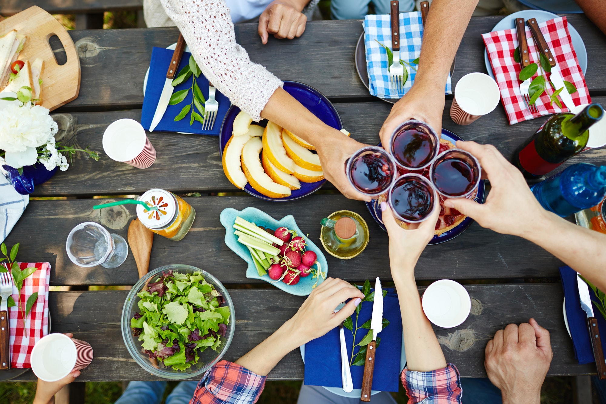 Toasting with red wine